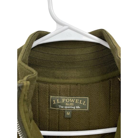 J.L. Powell The Sporting Life Sweater Green Leather Elbow Patches Size Medium - Picture 13 of 16